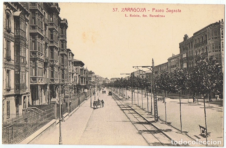Postales: POSTAL ZARAGOZA PASEO SAGASTA - Foto 1