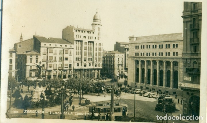 Postkarten: ZARAGOZA PLAZA DE LA CONSTITUCI&Oacute;N. CIRCULADA EN 1935.