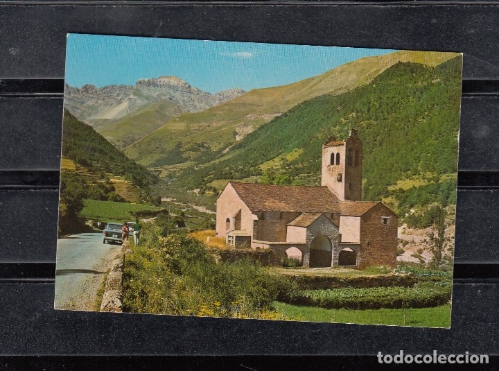 Postales: N&ordm; 1 LINAS DE BROTO. IGLESIA ROM&Aacute;NICA Y TENDERERA AL FODO