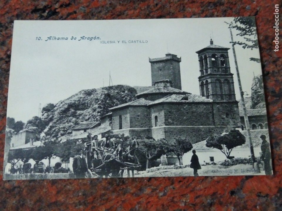 Postkarten: 10 Alhama de Arag&oacute;n. Iglesia y el Castillo. Colecci&oacute;n M. Borobio. Foto Lacoste Sin circular.