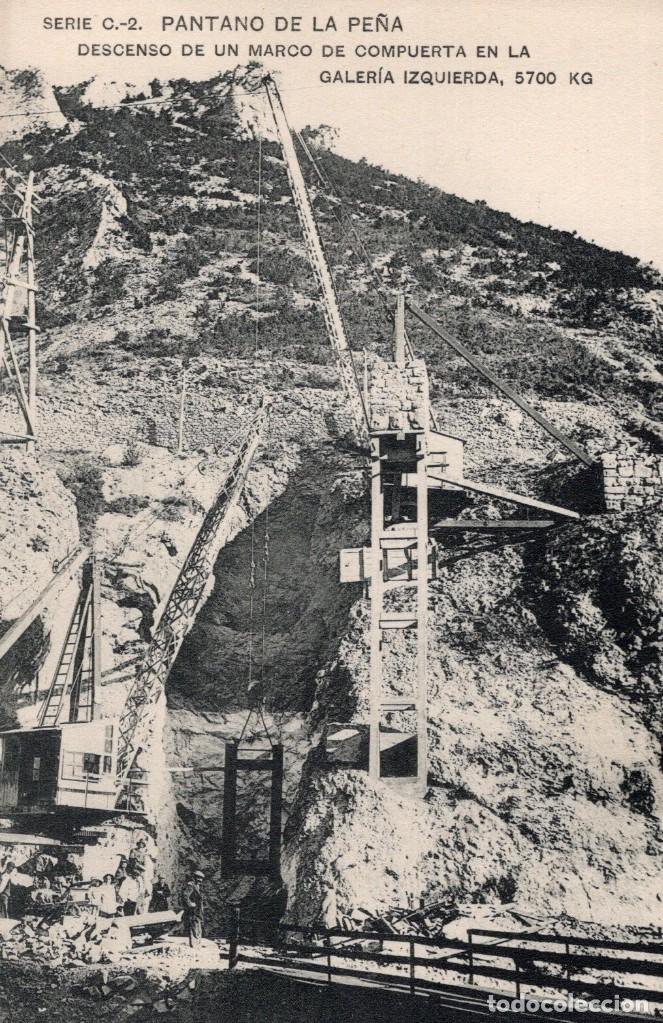 Postales: pantano de la pe&ntilde;a. serie c-2. descenso de un marco de compuerta