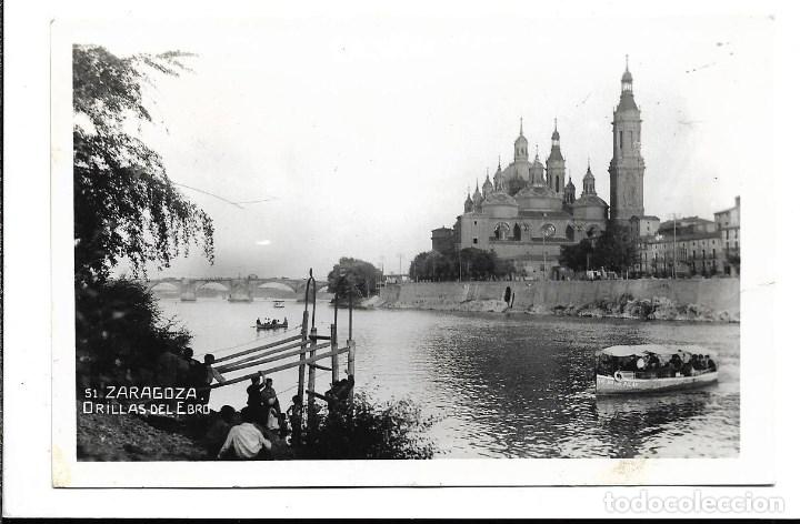 Postales: A100-FOTO -POSTAL -ZARAGOZA -ORILLAS DEL EBRO- CON CENSURA MILITAR DE ARCOS DE JALON -23- 11- 1.937