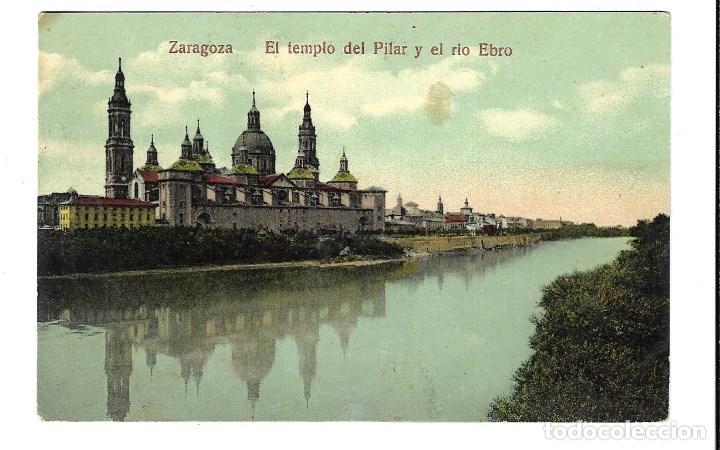 Postkarten: A100-FOTO -POSTAL ANTIGUA DE -ZARAGOZA - TEMPLO DEL PILAR Y RIO EBRO- NUEVA S/c.