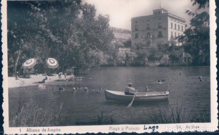 Postkarten: POSTAL ALHAMA DE ARAGON - PLAYA Y PALACIO - ARRIBAS - CIRCULADA
