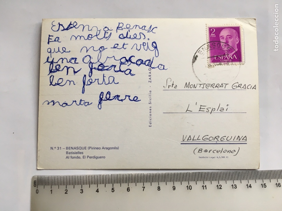 Postales: POSTAL. BENASQUE. BATISIELLES. EL PERDIGUERO. EDICIONES SICILIA. - Foto 2