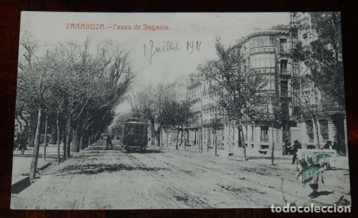 Postkarten: ​POSTAL DE Z ARAGOZA - PASEO DE SAGASTA - FOTOTIPIA CASTA&Ntilde;EIRA Y ALVAREZ. NO CIRCULADA.