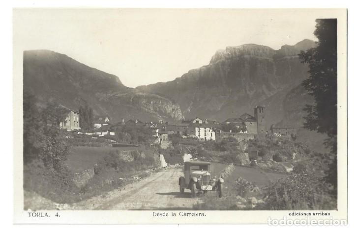 Postales: TORLA.- N&ordm; 4, DESDE LA CARRETERA. EDICIONES ARRIBAS. COCHE ANTIGUO. HUESCA- SIN CIRCULAR
