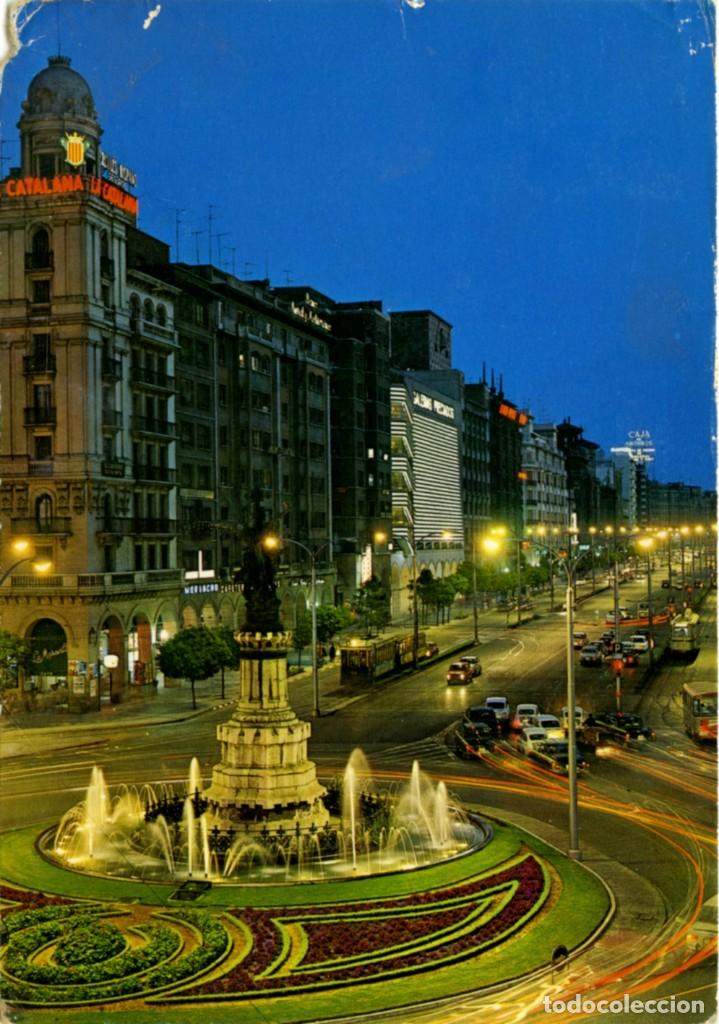 Postales: N&ordm; 210-ZARAGOZA. Avenida de la Independencia. Nocturna. Ciruclada en 1974. Ed. EDICIONES ARRIBAS