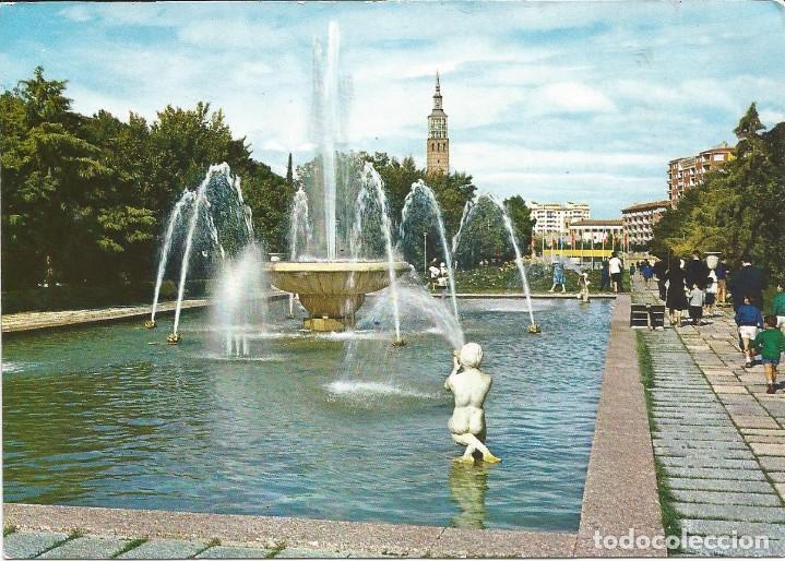 Postales: [POSTAL] Parque de Primo de Rivera. Fuente Zaragoza A&ntilde;o 1965 (circulada)