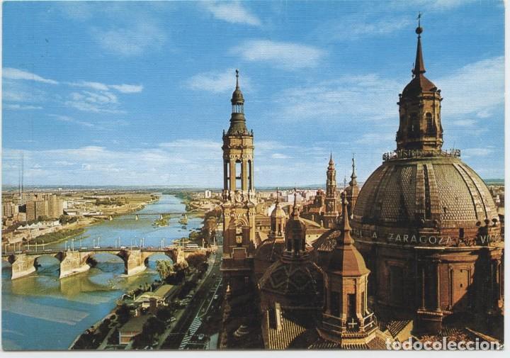 Postales: N&ordm; 214-ZARAGOZA. Vista del Ebro desde una torre del Pilar. Circulada en 1986. Ed. COMERCIAL JOSAN