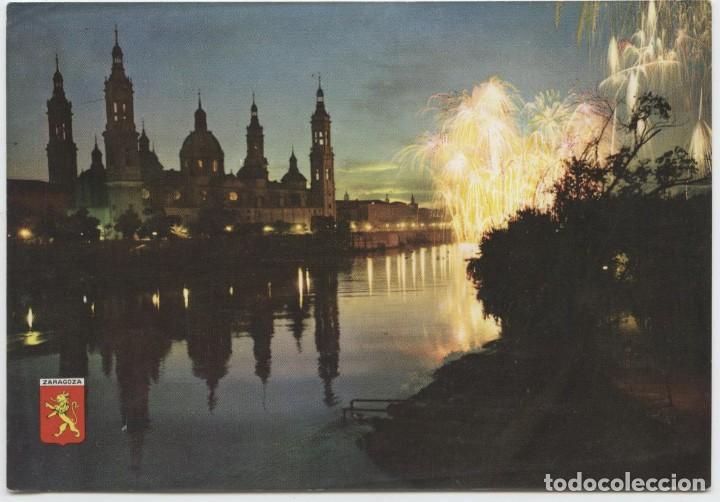 Postales: N&ordm; 15-ZARAGOZA. Nocturno. Bas&iacute;lica del Pilar y R&iacute;o Ebro. Sin circular. Ed. COMERCIAL JOSAN