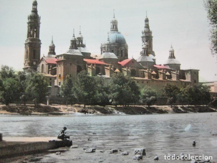 Postkarten: ZARAGOZA-RIO EBRO Y TEMPLO DEL PILAR-GARCIA GARRABELLA-POSTAL ANTIGUA-VER FOTOS-(73.645)