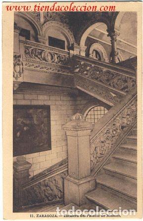 Postales: ZARAGOZA. Escalera del Palacio de Museos - Foto 1