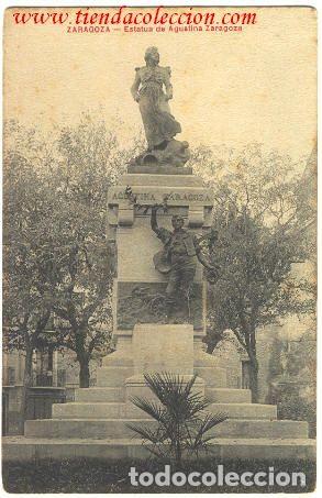 Postales: ZARAGOZA. Estatua de Agustina Zaragoza. - Foto 1