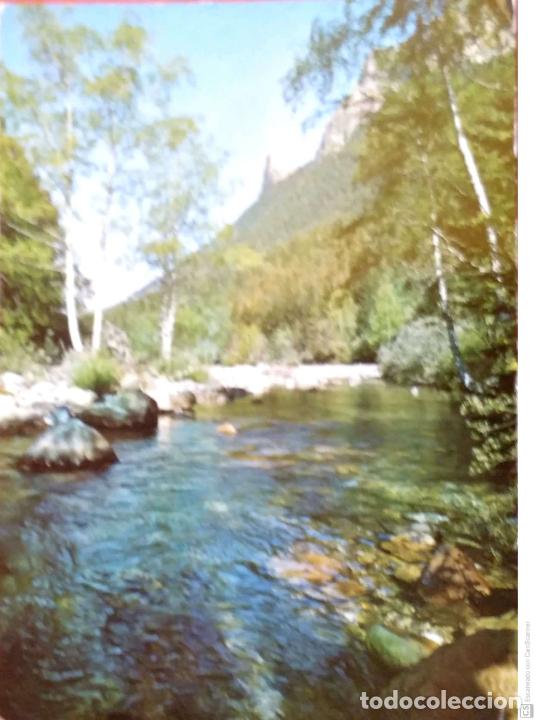 Postales: Parque Nacional de Ordesa. 46 R&iacute;o Arazas. Al fondo, Tozal del Mallo. Ediciones Sicilia. Nueva. Color