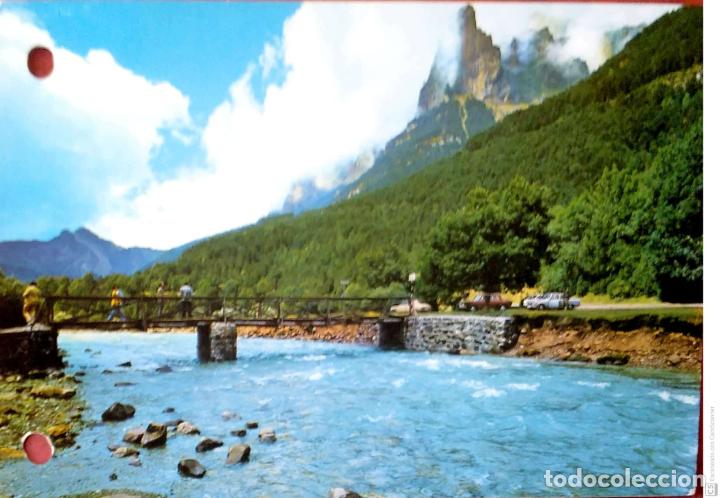Postales: Parque Nacional de Ordesa. 76 R&iacute;o Arazas y Tozal del Mallo. Al fondo, La Tende&ntilde;era. Ediciones Sicili