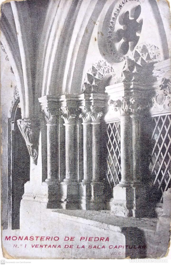 Postales: Monasterio de Piedra. 1 Ventana de la Sala Capitular. Imp. Elzevirlana. Nueva. Blanco/Negro