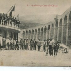 Postales: FERROCARRIL JACA-CANFRANC-VIADUCTO Y CASA DE OBRAS-INAGURACIÓN AÑO 1916. Lote 220135130