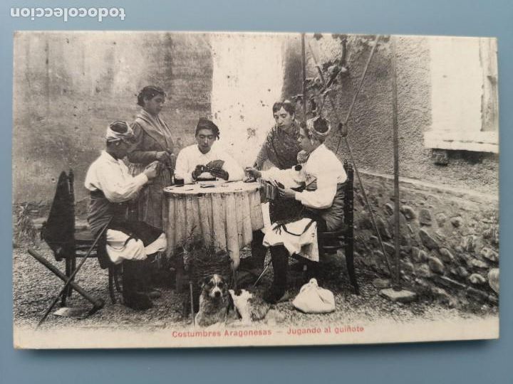 Postkarten: POSTAL ARAGON ANIMADA COSTUMBRES ARAGONESAS JUGANDO AL GUI&Ntilde;OTE TIPOS PERFECTA CONSERVACION