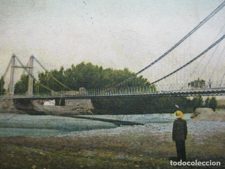 Postales: ZARAGOZA-PUENTE COLGANTE SOBRE EL CALLEGO-POSTAL ANTIGUA-(74.373)