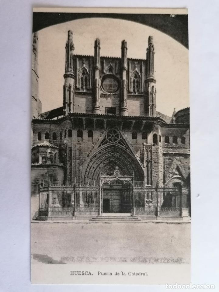 Postales: POSTAL HUESCA, PUERTA DE LA CATEDRAL - Foto 1