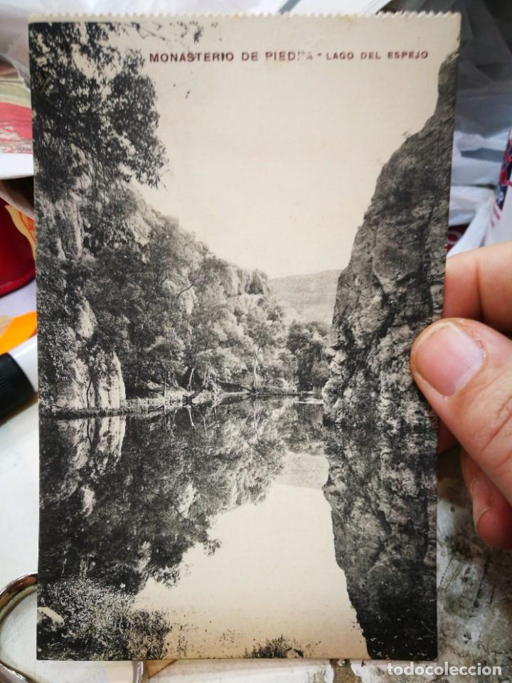 Postcards: Postal Monasterio de Piedra Lago del Espejo M. RAMOS Y COBOS FOT. S/C a estado pegada
