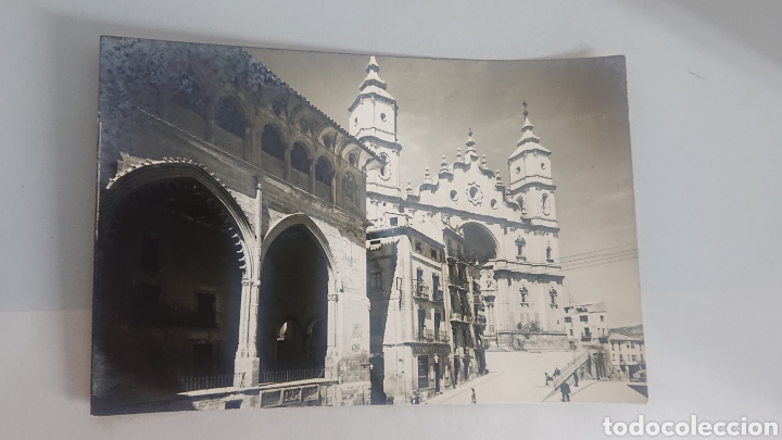 Postcards: POSTAL DE ALCAŃIZ LONJA Y FACHADA PRINCIPAL DE LA IGLESIA EX-COLEGIATA