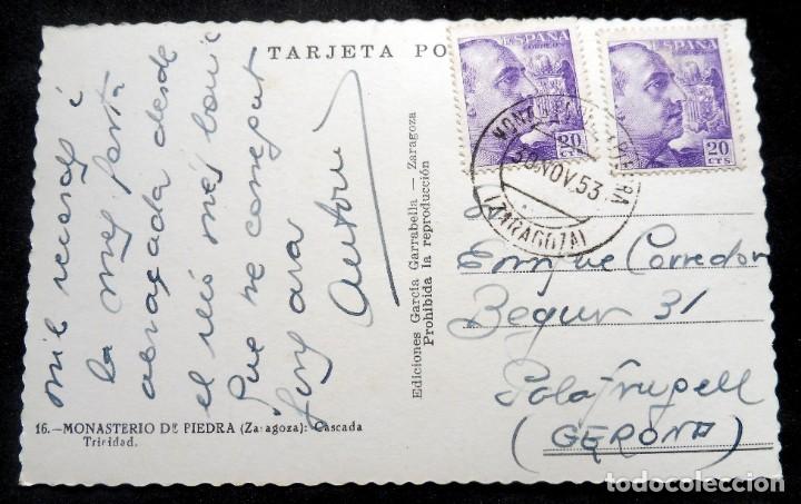 Postales: POSTAL - ZARAGOZA - MONASTERIO DE PIEDRA - GARCIA GARRABELLA Nº 16 - ESCRITA Y CON SELLOS - Foto 2 - 243254050