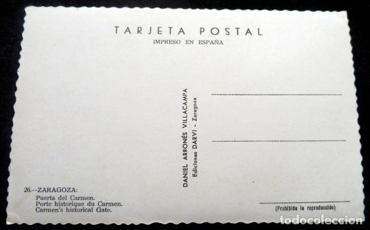 Postales: POSTAL - ZARAGOZA - PUERTA DEL CARMEN - ED. DARVI Nº 26 - Foto 2 - 243254835