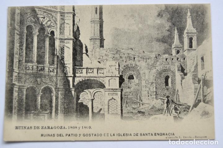 Postcards: Postal Ruinas de Zaragoza, 1808 y 1809. Ruinas Patio y Gostado Santa Engracia. Fototipia Escol&aacute;