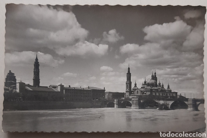 Postales: 57-ZARAGOZA: Rio Ebro y Puente de Piedra. Ediciones Garc&iacute;a Garrabella. 1958