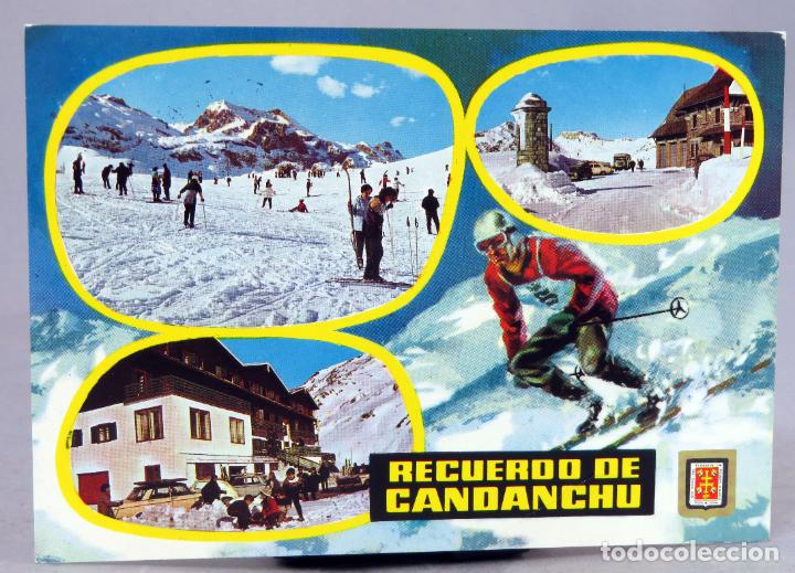 Cartes Postales: Postal Candanch&uacute; Recuerdo Pirineo Aragon&eacute;s Deportes invierno esqu&iacute; FISA Escudo Oro circulada 1973