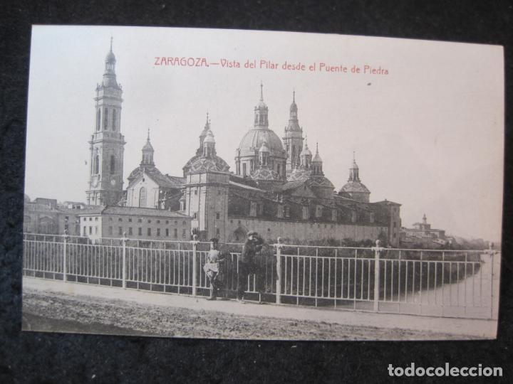 Postcards: ZARAGOZA-VISTA DEL PILAR DESDE EL PUENTE DE PIEDRA-POSTAL ANTIGUA-(84.352)