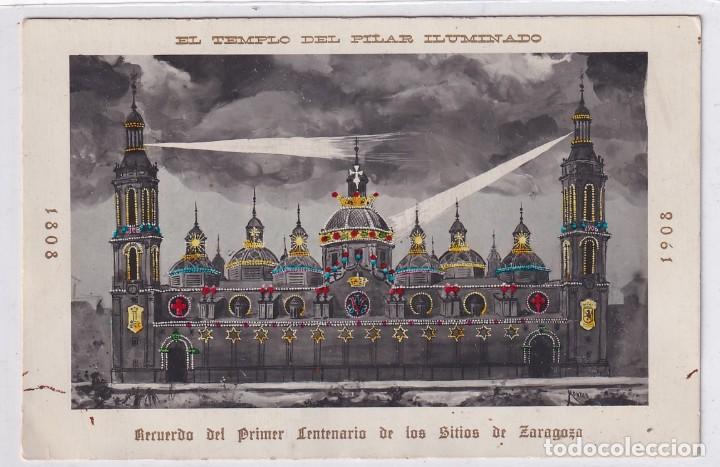 Postcards: ZARAGOZA-GRANDIOSA ILUMINACION TEMPLO DEL PILAR-FOTOGRAFICA LB BARTRINA-POSTAL ANTIGUA