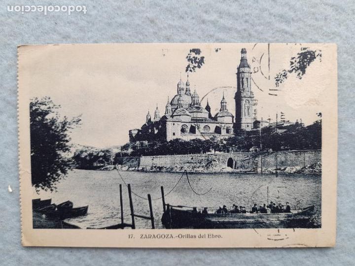 Postales: Zaragoza. Orillas del Ebro. Escrita - Foto 1
