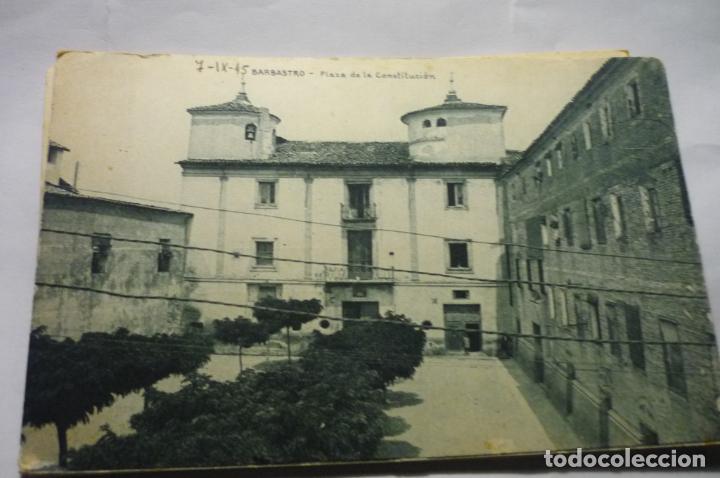 Postales: POSTAL BARBASTRO PL.CONSTITUCION ESCRITA CM - Foto 1