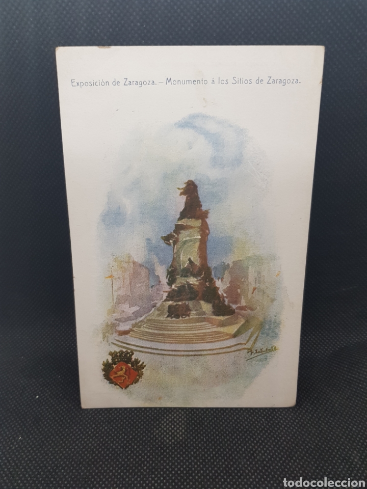 Postales: Postal exposici&oacute;n de Zaragoza monumento a los sitios 1908 - Foto 1