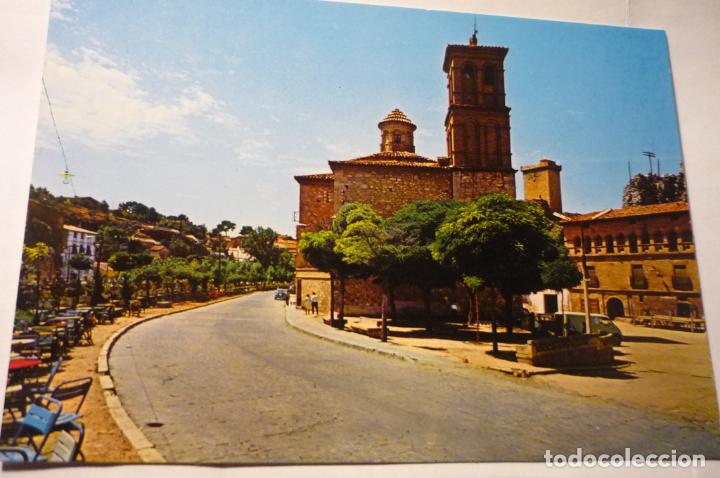 Postkarten: postal alhama de aragon -iglesia y plaza costa-castillo fondo