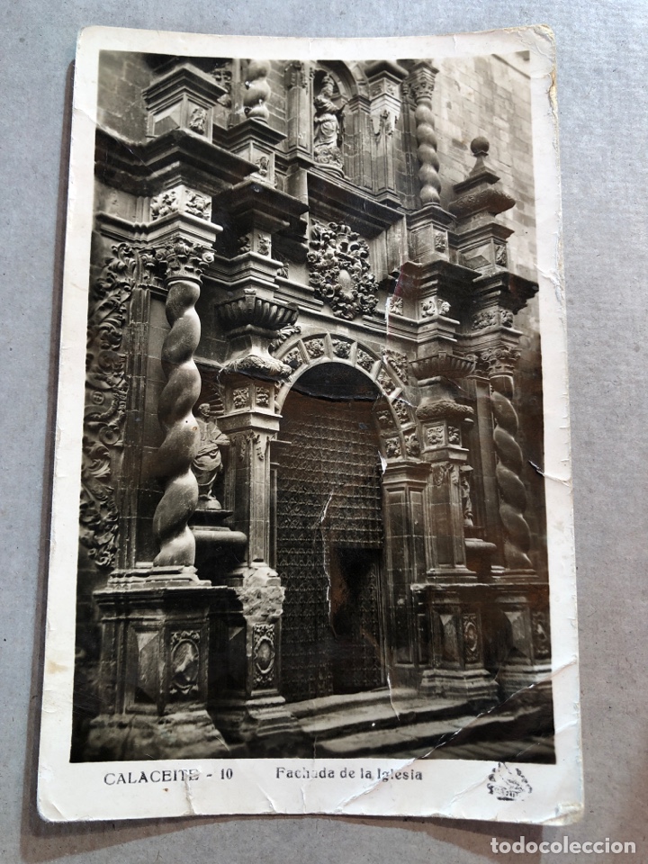 Cartes Postales: POSTAL CALACEITE ( DETERIORADA) FACHADA DE LA IGLESIA