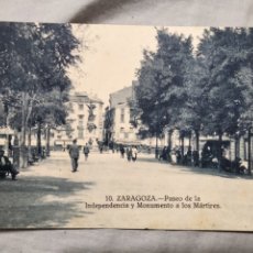Postales: ZARAGOZA PASEO DE LA INDEPENDENCIA Y MONUMENTO A LOS MÁRTIRES