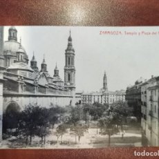 Postales: POSTAL ANTIGUA DE ZARAGOZA.TEMPLO Y PLAZA DEL PILAR. FOT.THOMAS. SIN CIRCULAR