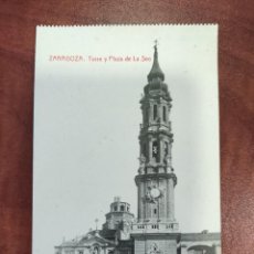 Postales: POSTAL ANTIGUA DE ZARAGOZA.TORRE Y PLAZA DEL SEO. FOT.THOMAS. SIN CIRCULAR