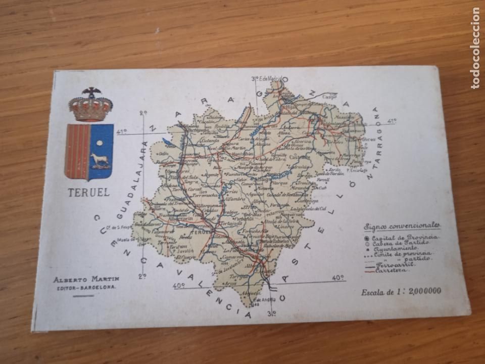 Postales: Teruel. Mapa, postal antigua - Foto 1