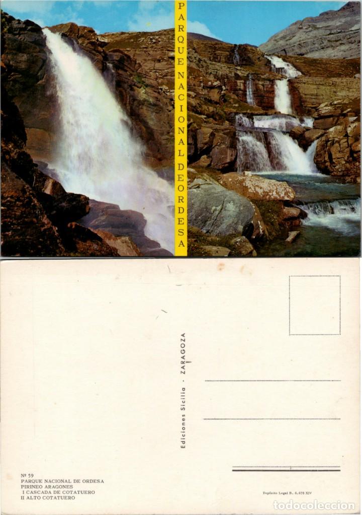 Postales: Parque Nacional de Ordesa (Huesca) - Cascada de Cotatuero y Al- Ed. Sicilia n&ordm; 59 - 150x105mm. aprox