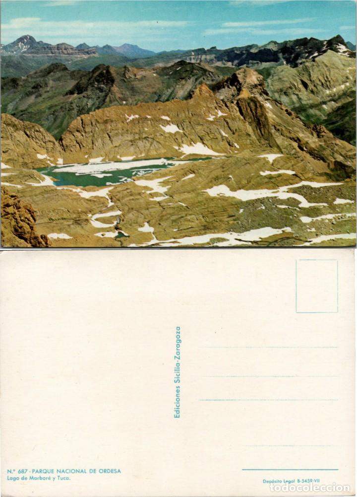 Postales: Parque Nacional de Ordesa (Huesca) - Lago de Marbor&eacute; y Tuca - Ed. Sicilia n&ordm; 687 - 150x105mm. aprox