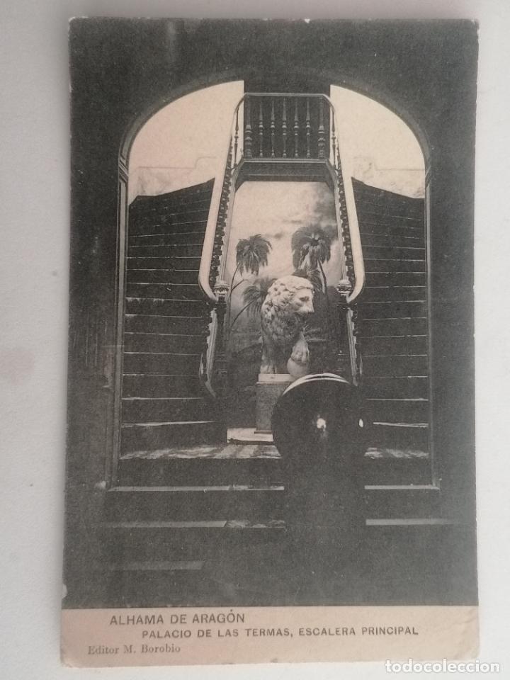 Postcards: POSTAL ALHAMA DE ARAGON, PALACIO DE LAS TERMAS, ESCALERA PRINCIPAL