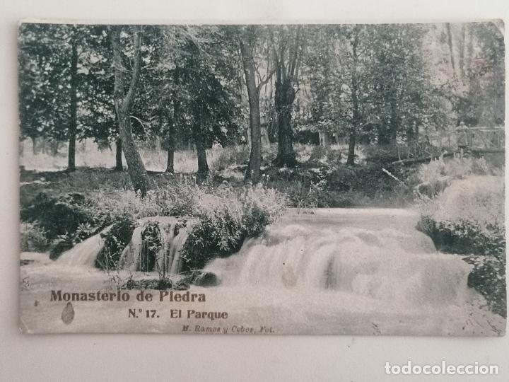 Postcards: POSTAL MONASTERIO DE PIEDRA, EL PARQUE N&ordm;17, FOTOGRAFO RAMOS Y COBOS, CIRCULADA 1907