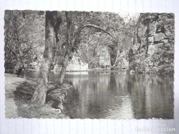 Postales: Monasterio de Piedra. Lago del Espejo y Pe&ntilde;a del diablo. Ed. Garc&iacute;a Garrabella n 19 Circulada 1957