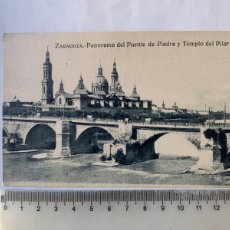 Postales: POSTAL. ZARAGOZA. PANORAMA DEL PUENTE DE PIEDRA Y TEMPLO DEL PILAR. AÑO 1927.. Lote 363508620