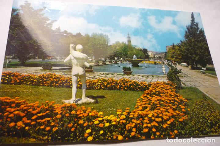 Postales: POSTAL ZARAGOZA.-PARQUE PRIMO DE RIVERA.-MONUMENTO AL ZAGAL Y FUENTE- ESCRITA